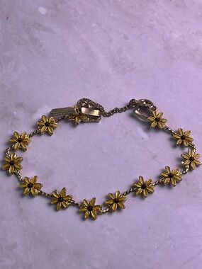 Vintage LJM Gold-Tone Yellow Daisy Link Bracelet